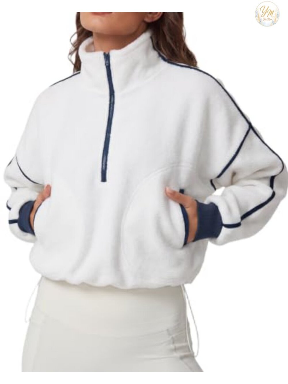 Womens Half Zip Fleece Pullover Sweatshirt Sherpa Crop Jacket